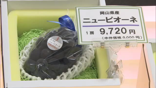 岡山県が生産量全国一のブドウ「ニューピオーネ」がデパートに初入荷　価格は１房９７２０円【岡山】